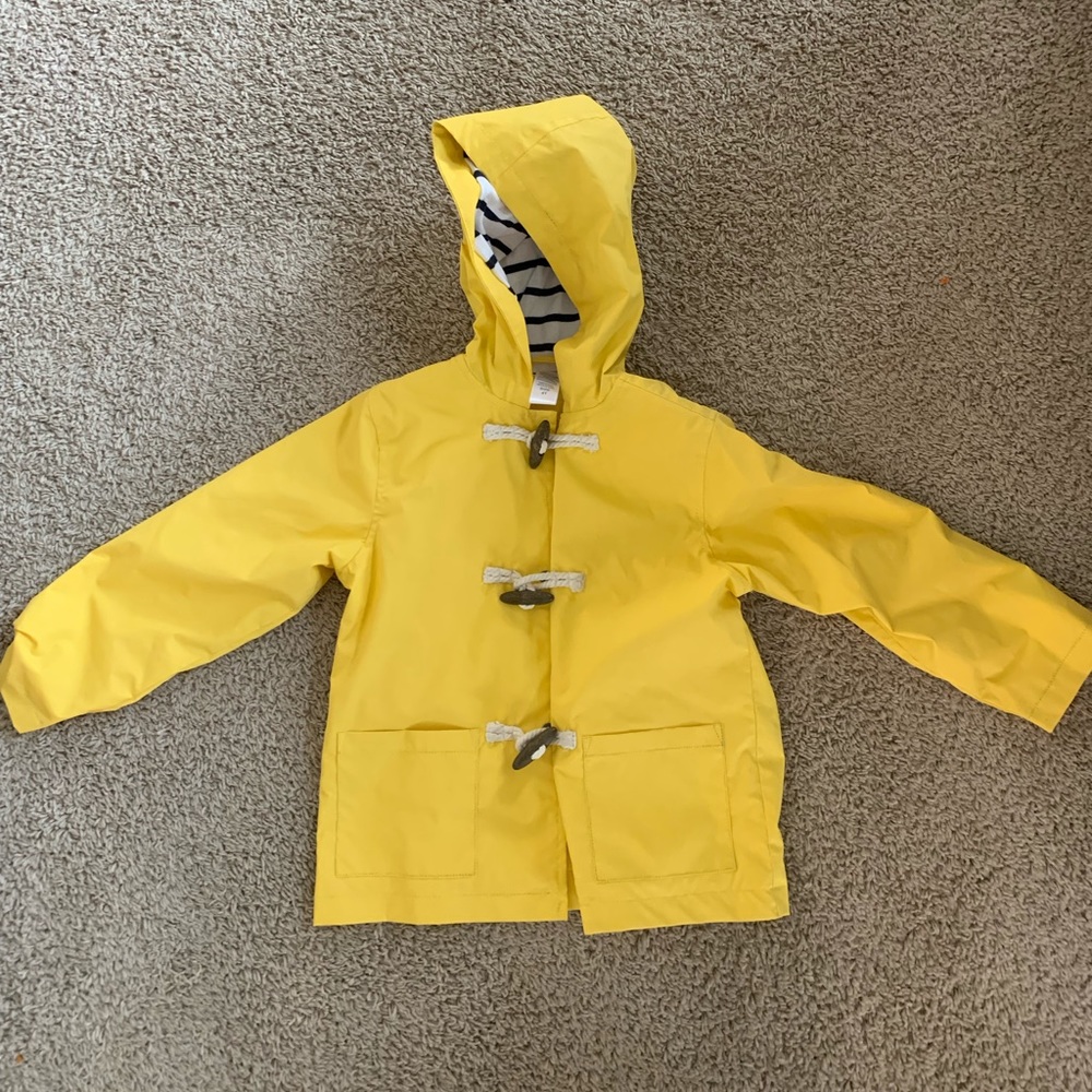 Little me yellow toggle rain coat Size 4t